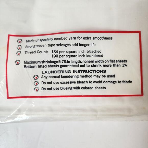 Vintage NOS St. Mary's Full Flat Sheet White Fine Combed Percale 81" x 108" USA - Picture 3 of 5